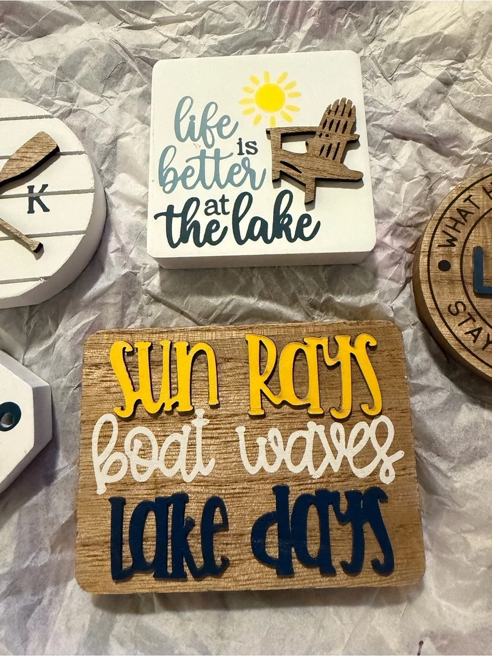 Lake Life Decorative Wood Signs Small Set of 5 So Cute